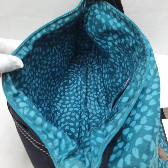 Fossil Black Nylon Floral Flap Closure Messenger Crossbody Bag - Picture 12 of 16